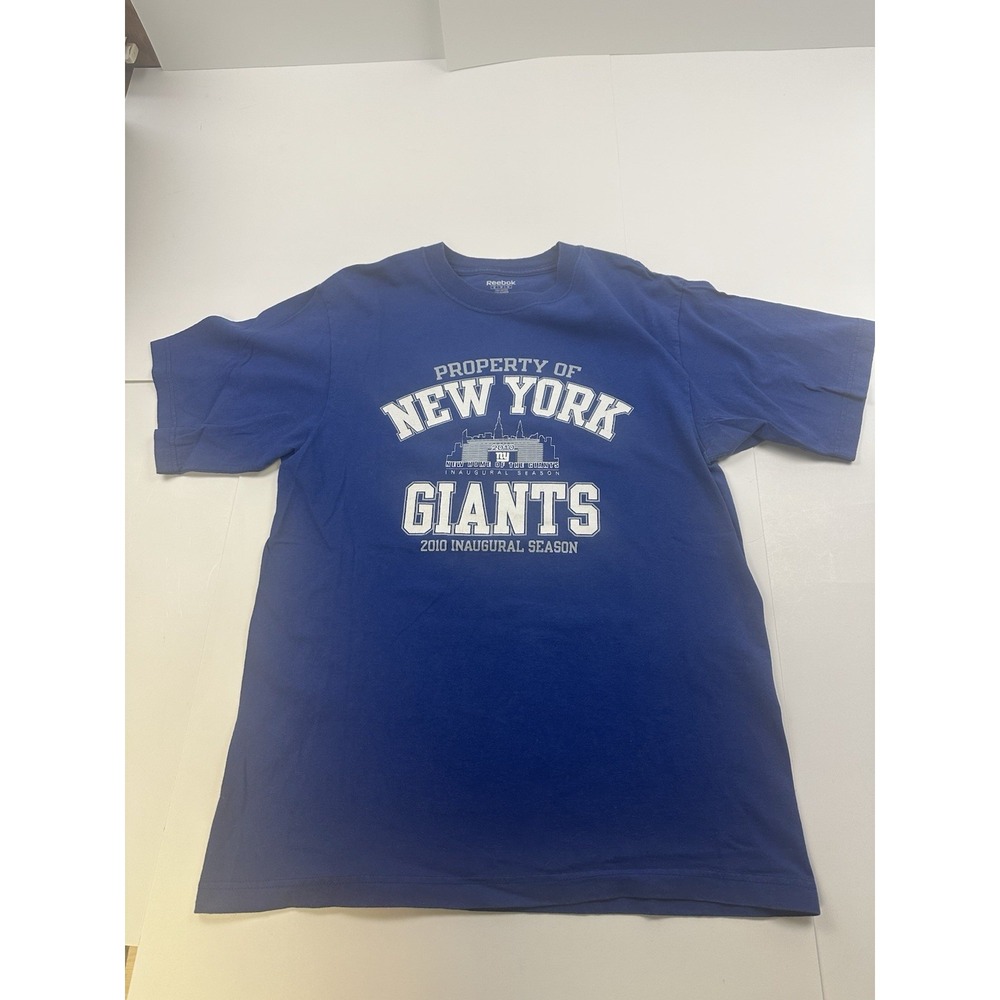 New York Giants Shirt 2010 Inaugural Season Met Life Stadium Reebok Medium Blue